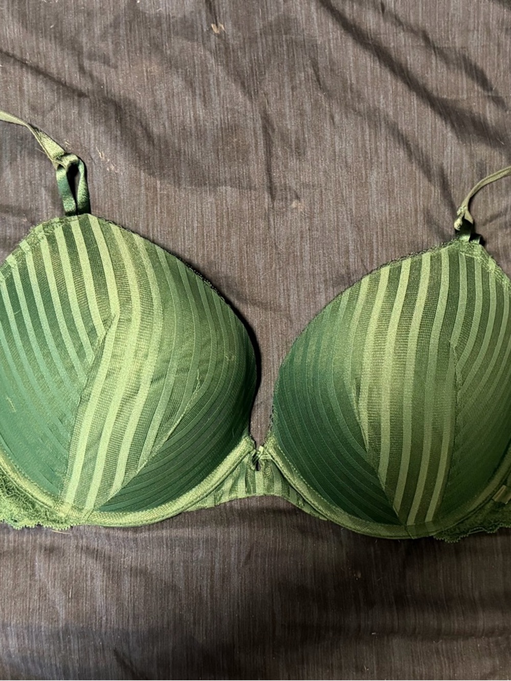 Victoria's Secret Emerald Green Striped Push-up Bra